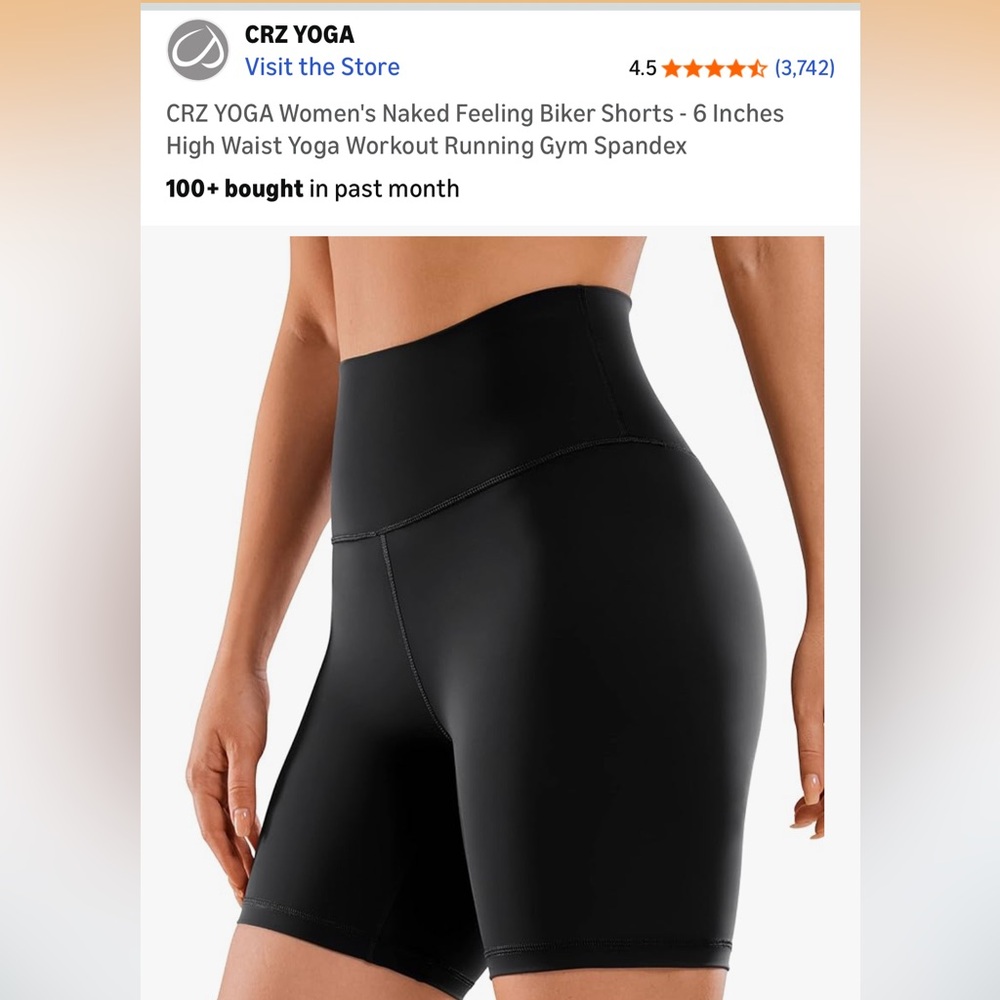 CRZ High-Waisted Black Women's Biker Shorts 6” medium